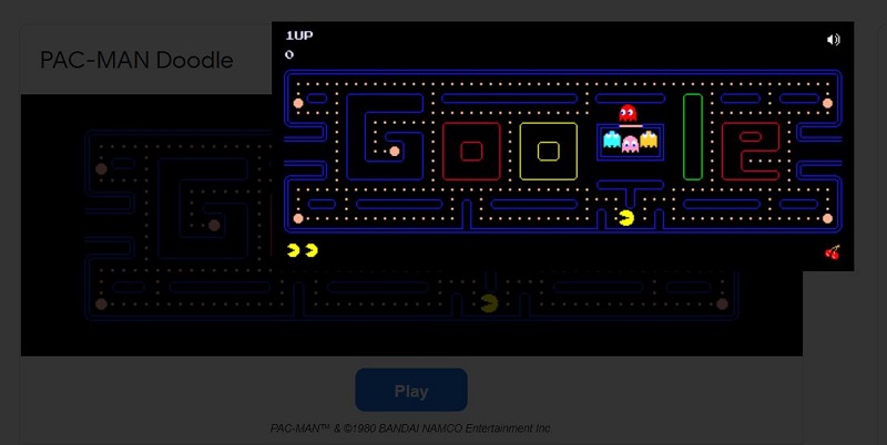 Pac-man – Trò chơi Google Doodle đưa bạn trở về tuổi thơ