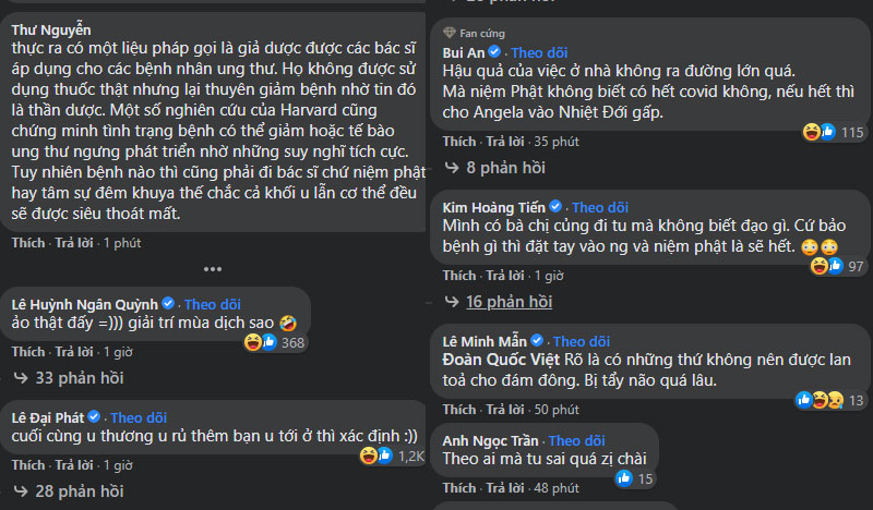 Một số bình luận hài hước xung quanh bài đăng của Angela Phương Trinh