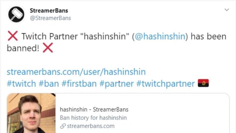 Hashinshin bị cấm khỏi Twitch