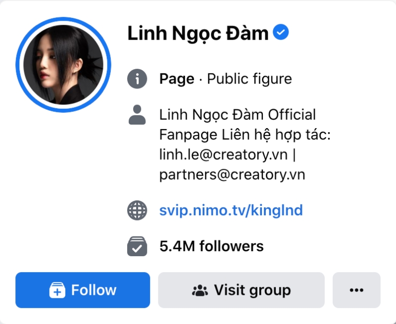 Lượt followers fanpage Linh Ngọc Đàm