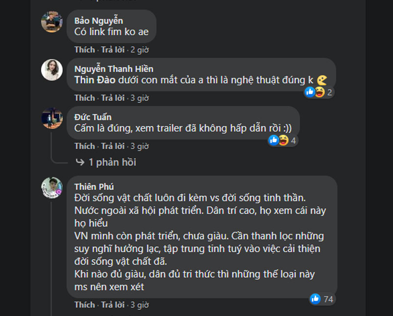 Một số bình luận giải thích cho việc cấm chiếu Taste tại Việt Nam