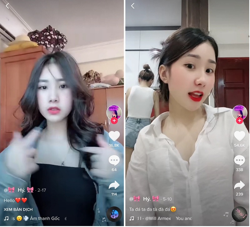 Các video Tiktok của Tiểu Hý