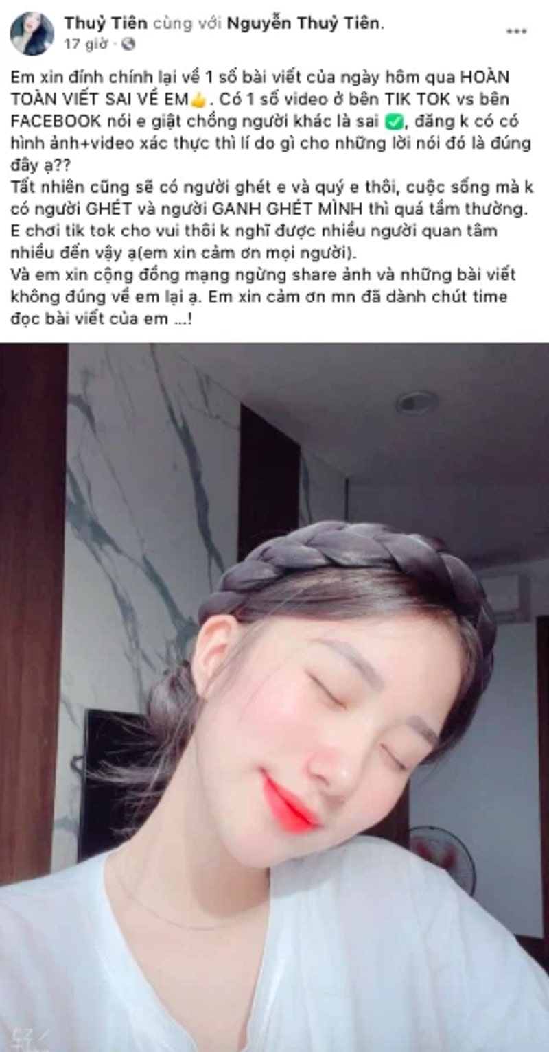Tiểu Hý đính chính bị tố giật chồng