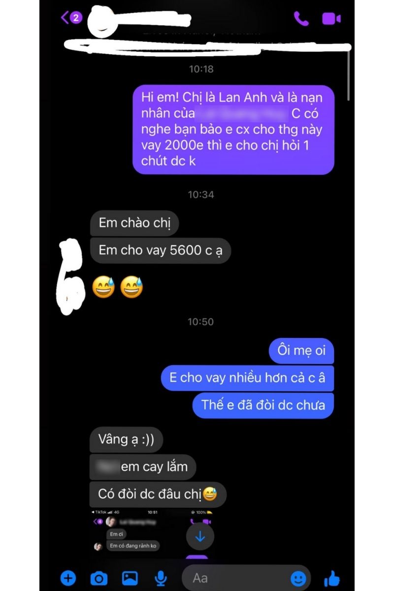 Có người còn bị L.Q.H vay với số tiền hơn 5.600 Euro và cũng có dấu hiệu bị "xù"