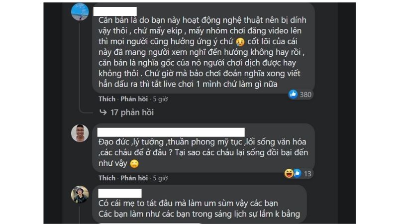 comment của CĐM trên các diễn đàn