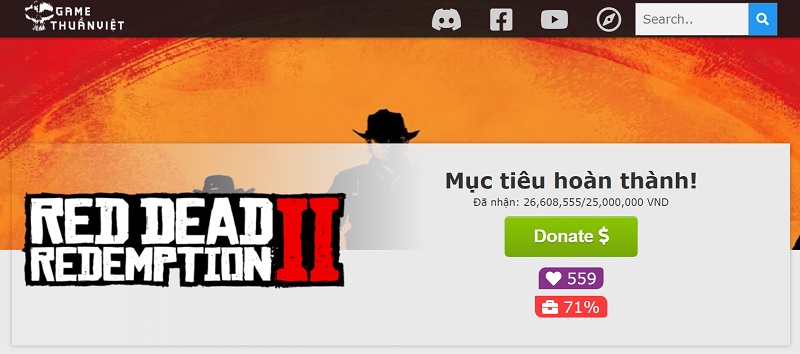 Red Dead Redemption 2 với dự án quyên góp 25.000.000 VNĐ để thực hiện bản Việt hóa được game thủ Việt nhiệt liệt ủng hộ.