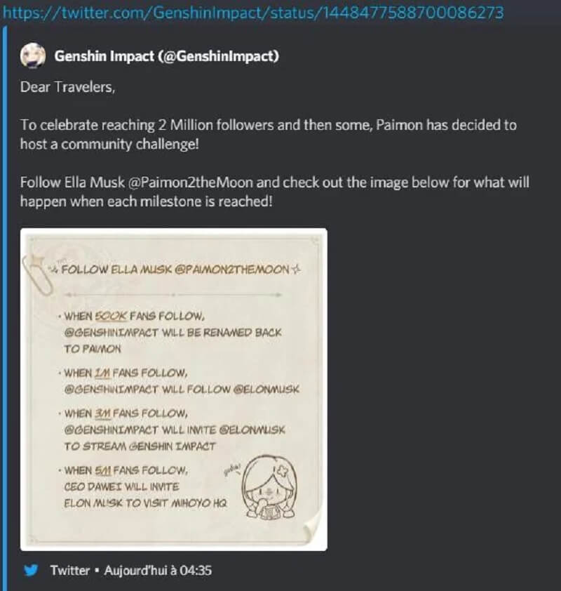 tweet của Genshin Impact về Evề elon musk đã bị chính chủ gỡ bỏ