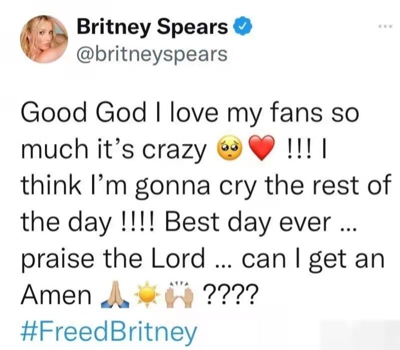 Britney Spears đã tweet một lời cảm ơn đến với fan của mình