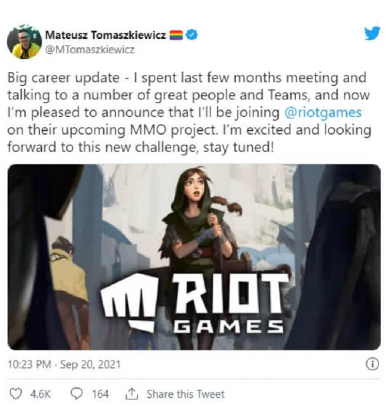 game nhập vai LMHT còn được Riot Games mời về nhà thiết kế nhiệm vụ của game The Witcher 3 về hợp tác.