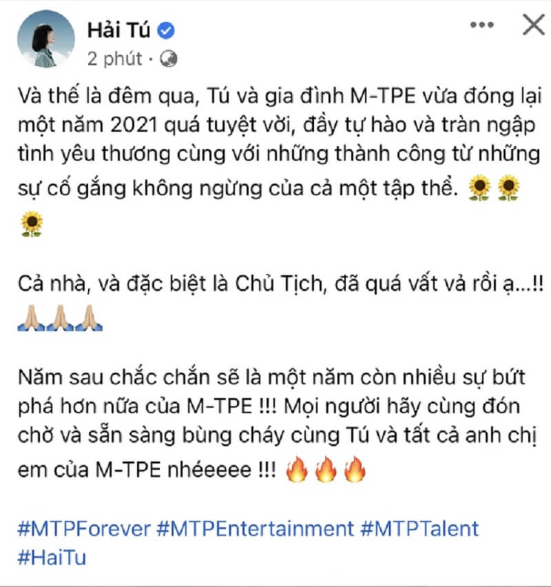 Hai Tu gave birth to a child - Son Tung mentioned it publicly on his personal page
