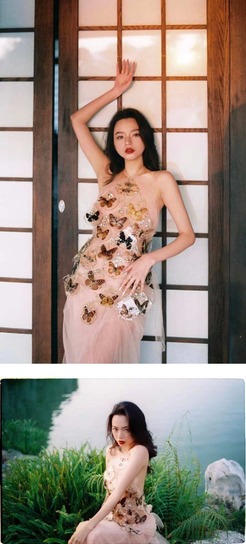 Kim Chi trong trong chiếc váy lụa mỏng