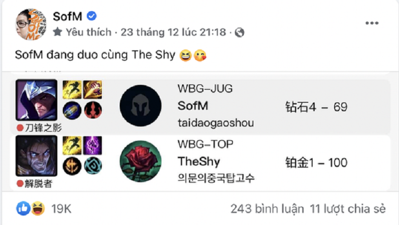 Tin tức LMHT: Bin rời Weibo Gaming vì bất đồng với SofM?