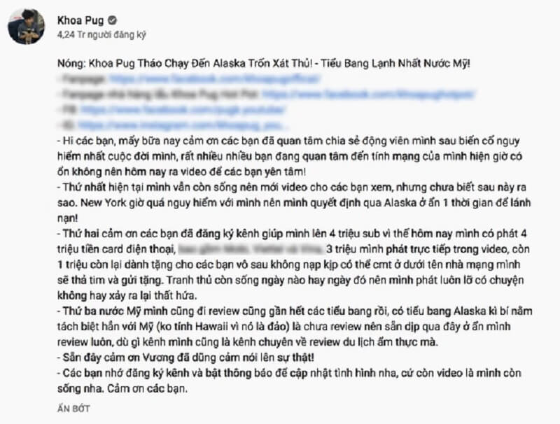 khoa pug mô tả của video lúc đầu