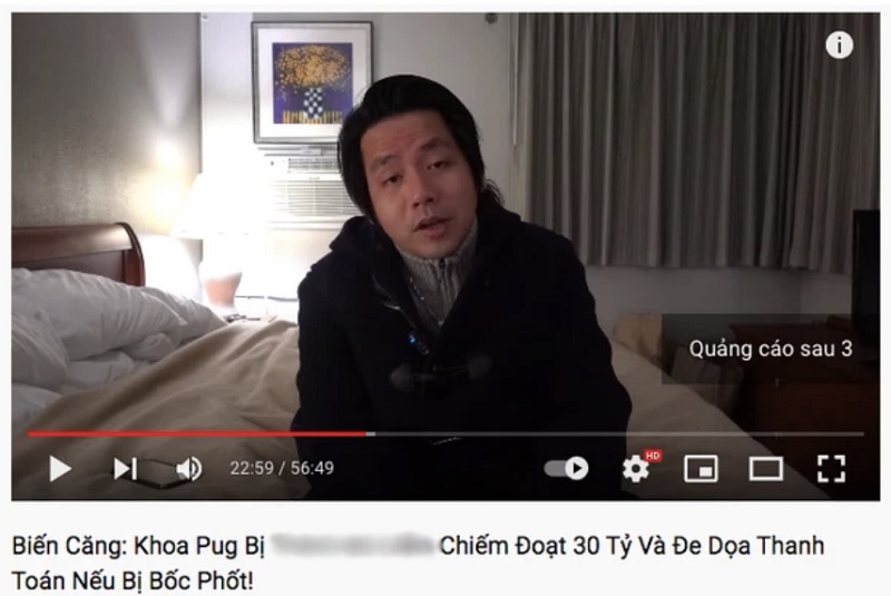 khoa pug tung vlog cho biết mình đang bị Johnny Đặng đe dọa tính mạng