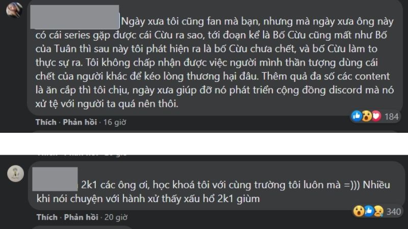the classmate's revelation in the comments section of KOL's Huy Tran's post