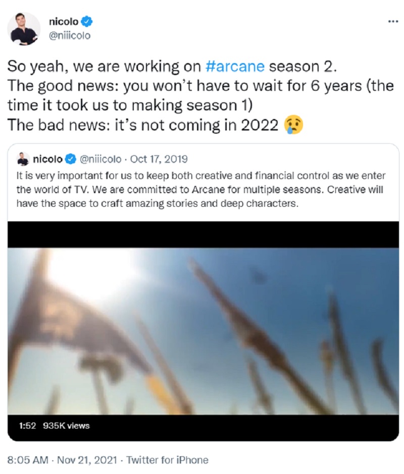 CEO Riot thông báo về lịch Netflix Arcane Mùa 2, fan chưa kịp mừng đã buồn vì hụt hẫng