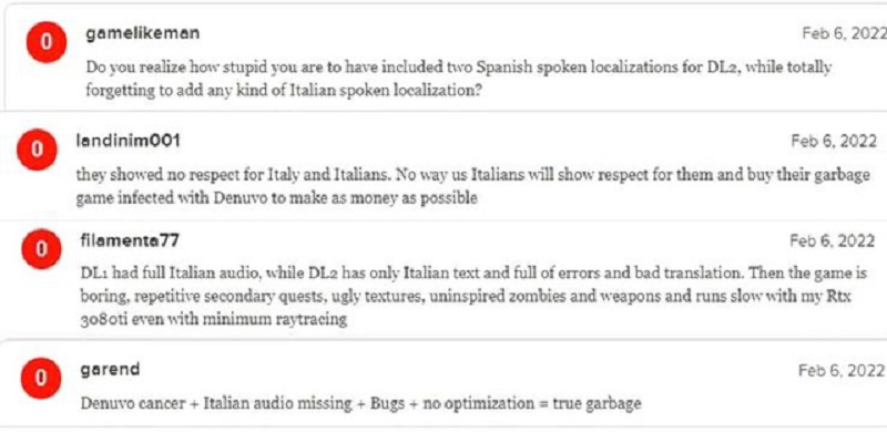 Dying Light 2 bị đánh giá thấp do không lồng tiếng Ý