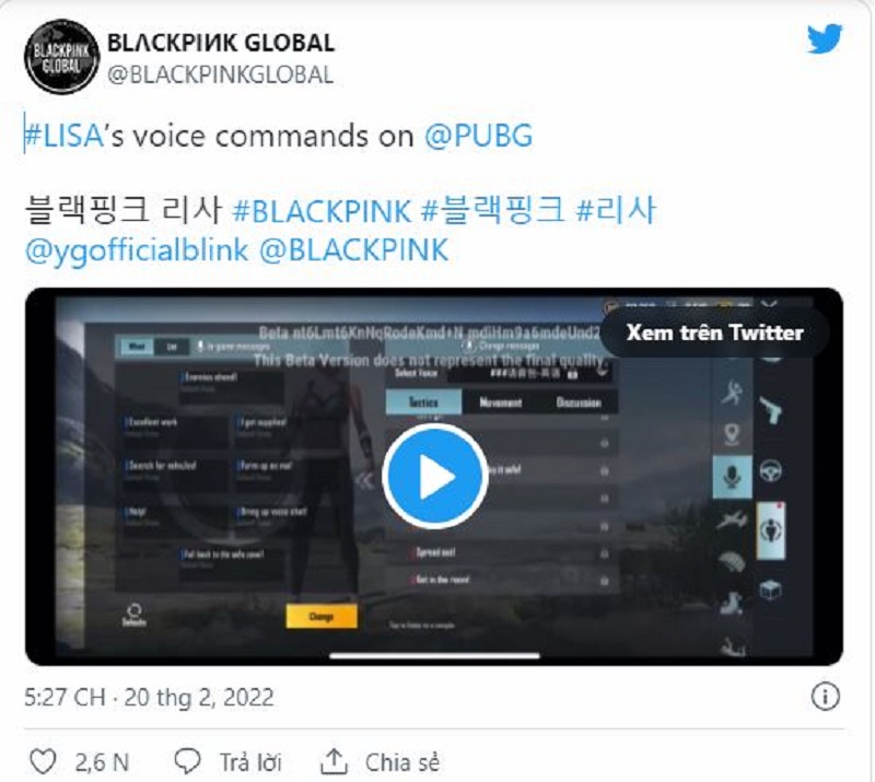 PUBG Mobile: Rò rỉ thông tin Blackpink Lisa lồng tiếng trong bản cập nhật 1.9