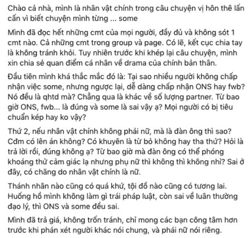 bài viết đáp trả cư dân mạng của nữ chính
