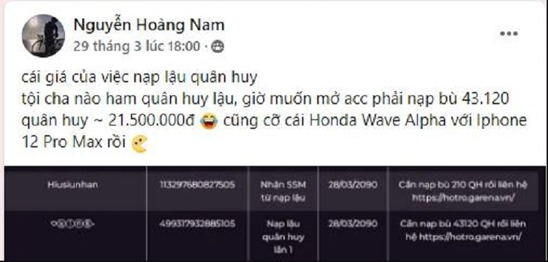 Lien Quan Mobile: Many accounts were banned by Garena until 2090 for illegally loading Quan Huy