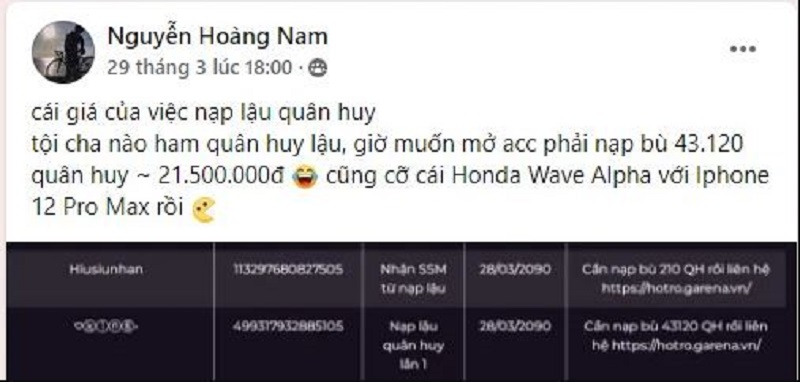 Liên Quân Mobile: Nhiều tài khoản bị Garena khóa đến 2090 vì nạp Quân Huy trái phép