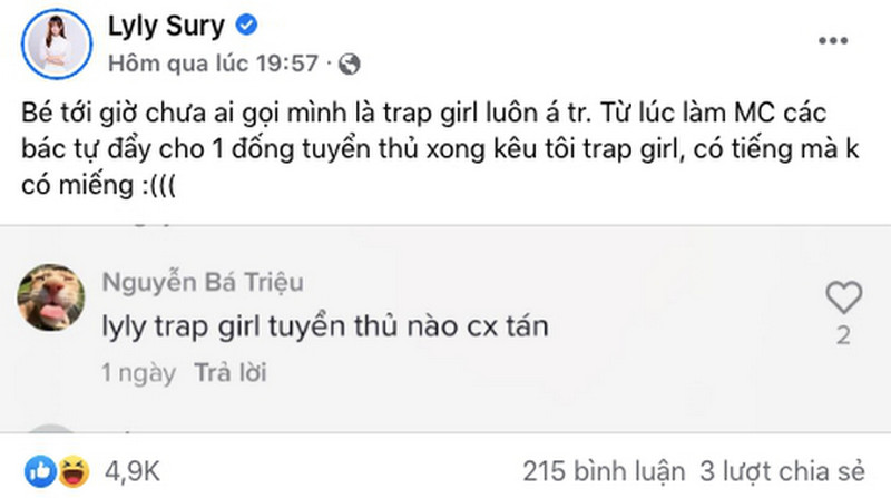 Lyly Sury bị gắn mác “trap girl” lập tức lên tiếng phân trần chỉ tìm hiểu một tuyển thủ hot mà thôi