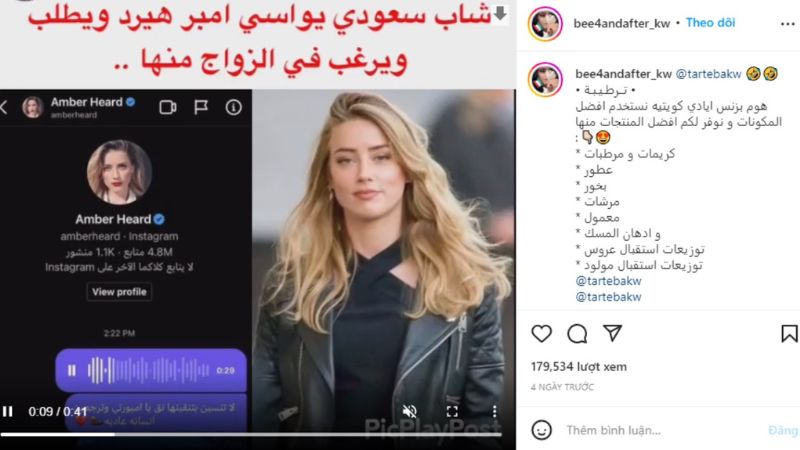 Tỷ phú Ả Rập đăng tin nhắn thoại cầu hôn Amber Heard trên instagram