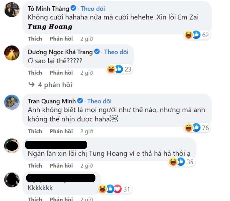 Các sao Việt khác cũng phản ứng khá hài hước khi nữ ca sĩ cầu cứu