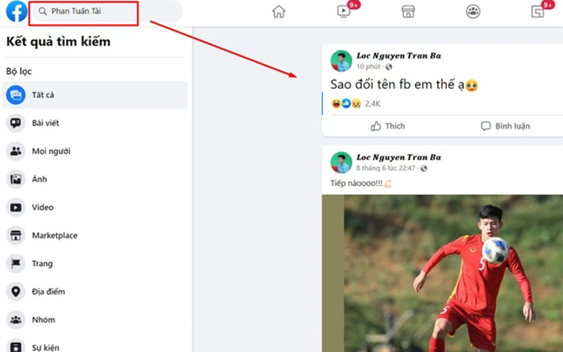 Tuấn Tài U23 Việt Nam than phiền vị bị đổi tên trên facebook.