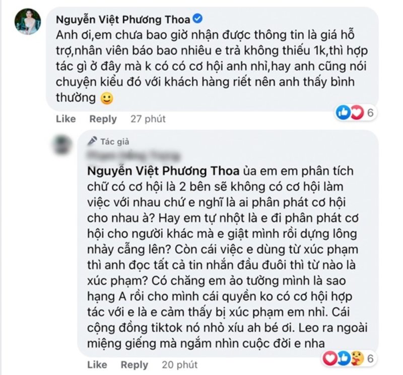 Việt Phương Thoa có sai khi yêu cầu NTK không được sử dụng hình ảnh của mình?