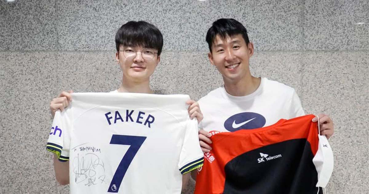 Faker chụp ảnh chung với Son Heung-min, fan khịa ngay: ‘15 cúp chụp ảnh cùng 0 cúp’