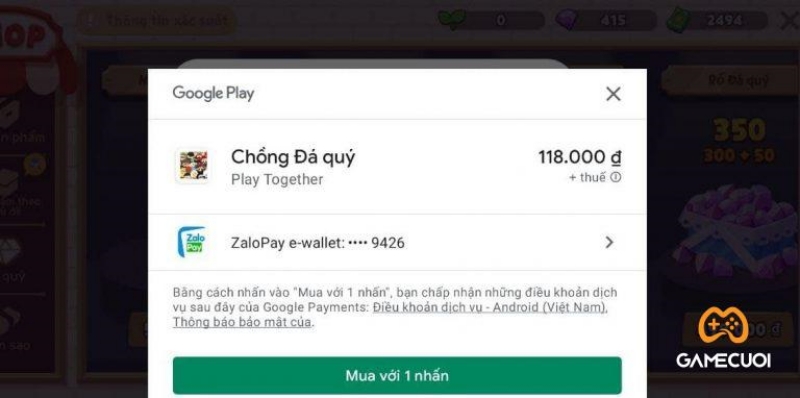 Cách nạp game Play Together bằng ví điện tử ZaloPay
