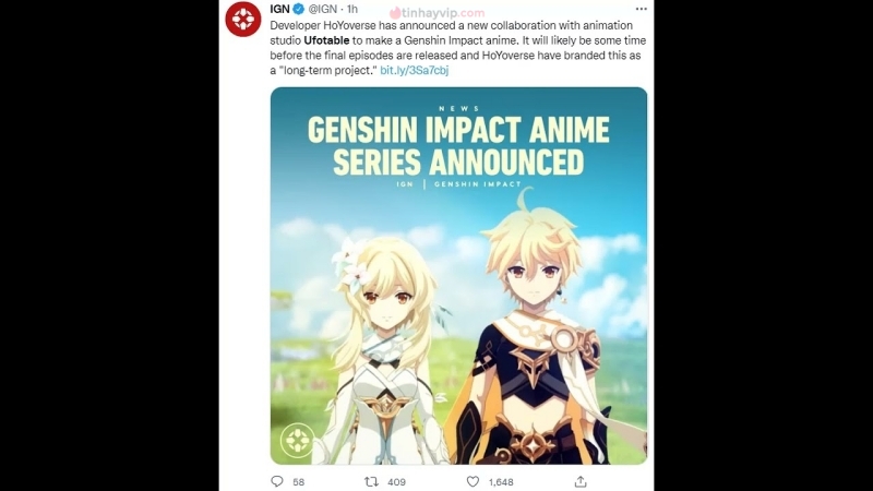 Studio của Thanh Gươm Diệt Quỷ sẽ thực hiện chuyển thể anime Genshin Impact