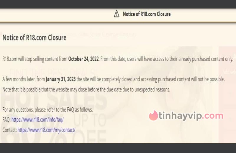 R18.com tuyên bố đóng cửa 2