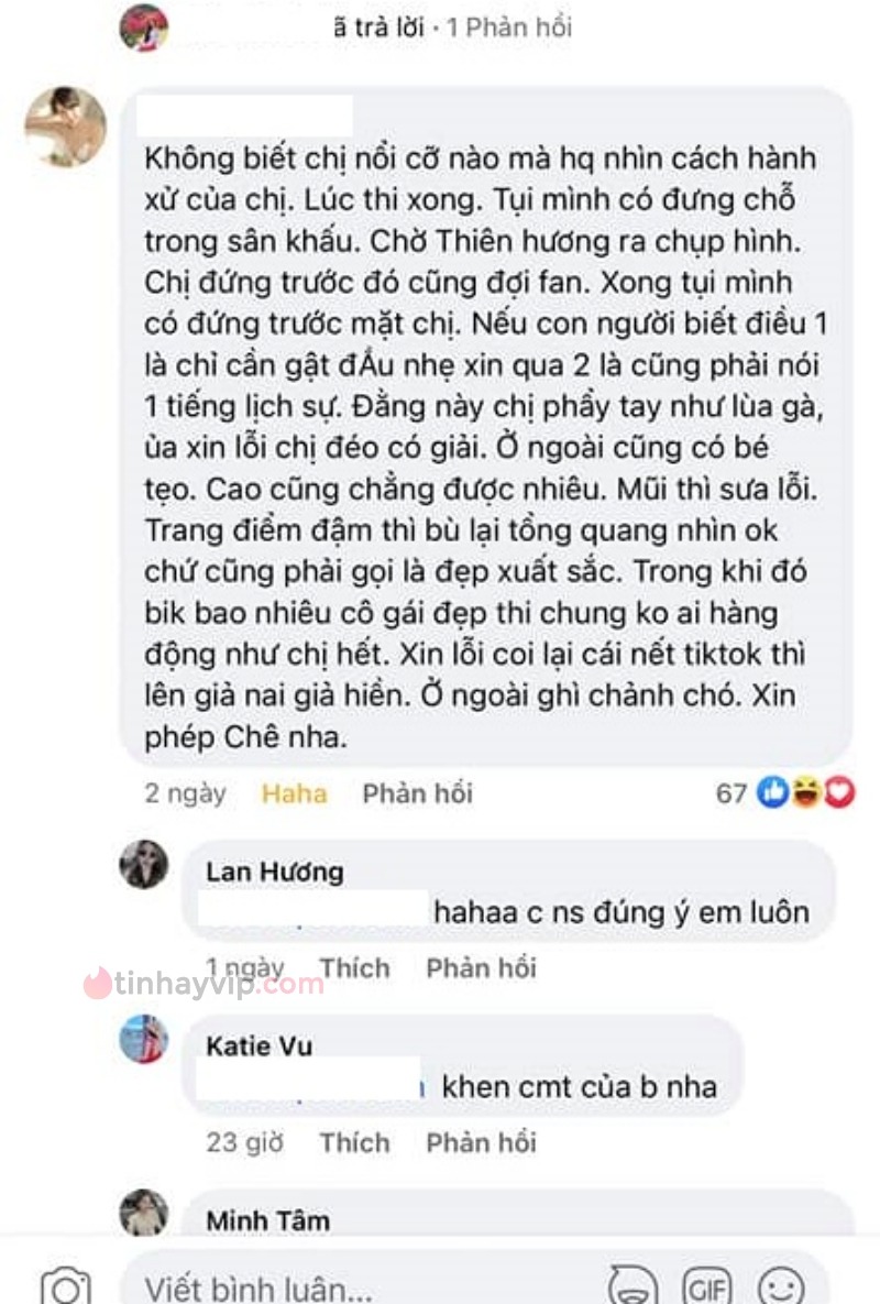 The account owner criticized Hoang Kim Chi's real-life appearance