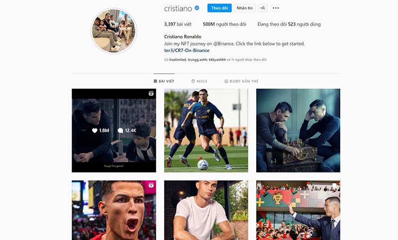 Ronaldo đạt nửa tỷ lượt theo dõi trên mạng xã hội