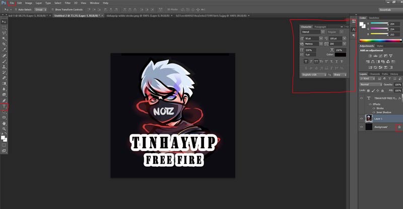 Cách 2: Tạo logo FF bằng Photoshop