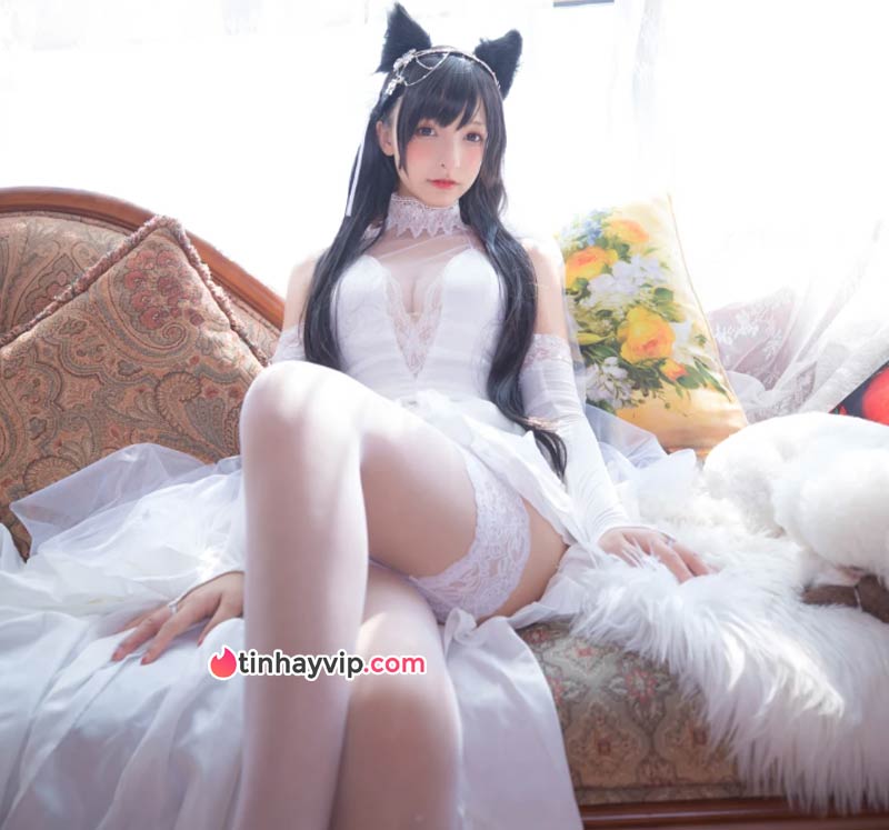 Top ảnh gái xinh cosplay mèo trắng 4