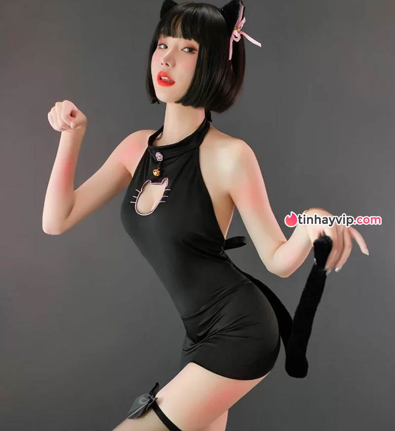 Top ảnh gái xinh cosplay mèo đen 3