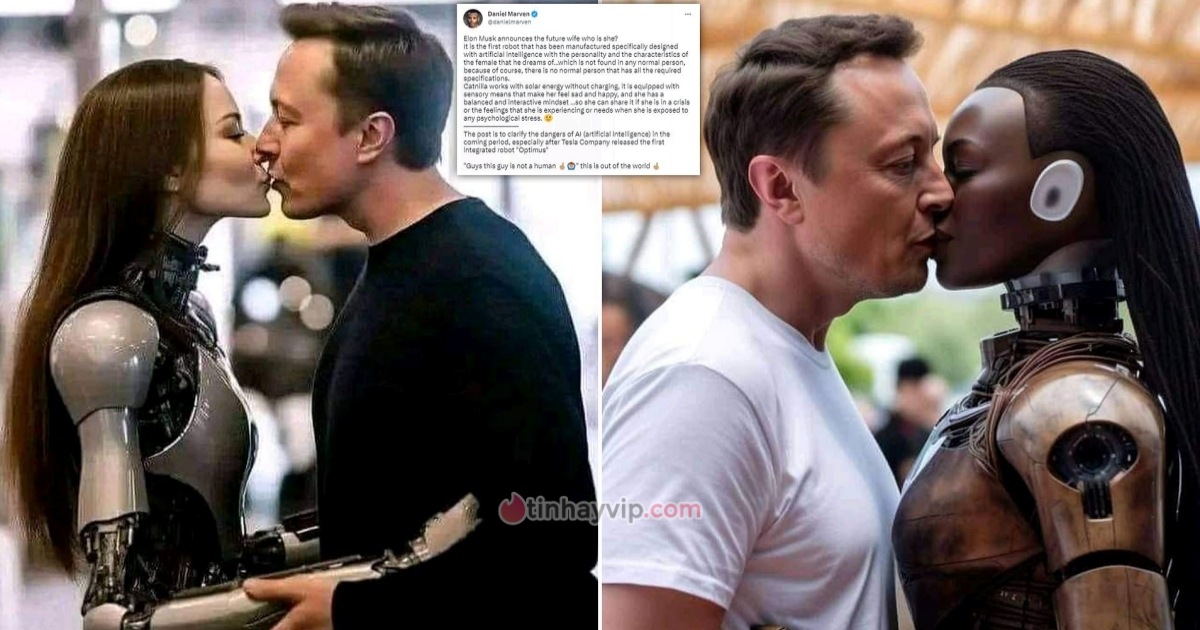Thực hư chuyện Elon Musk ôm hôn nữ robot
