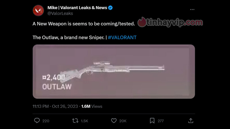 Valorant sắp ra mắt mẫu súng nhắm Outlaw giá 2.400 credits