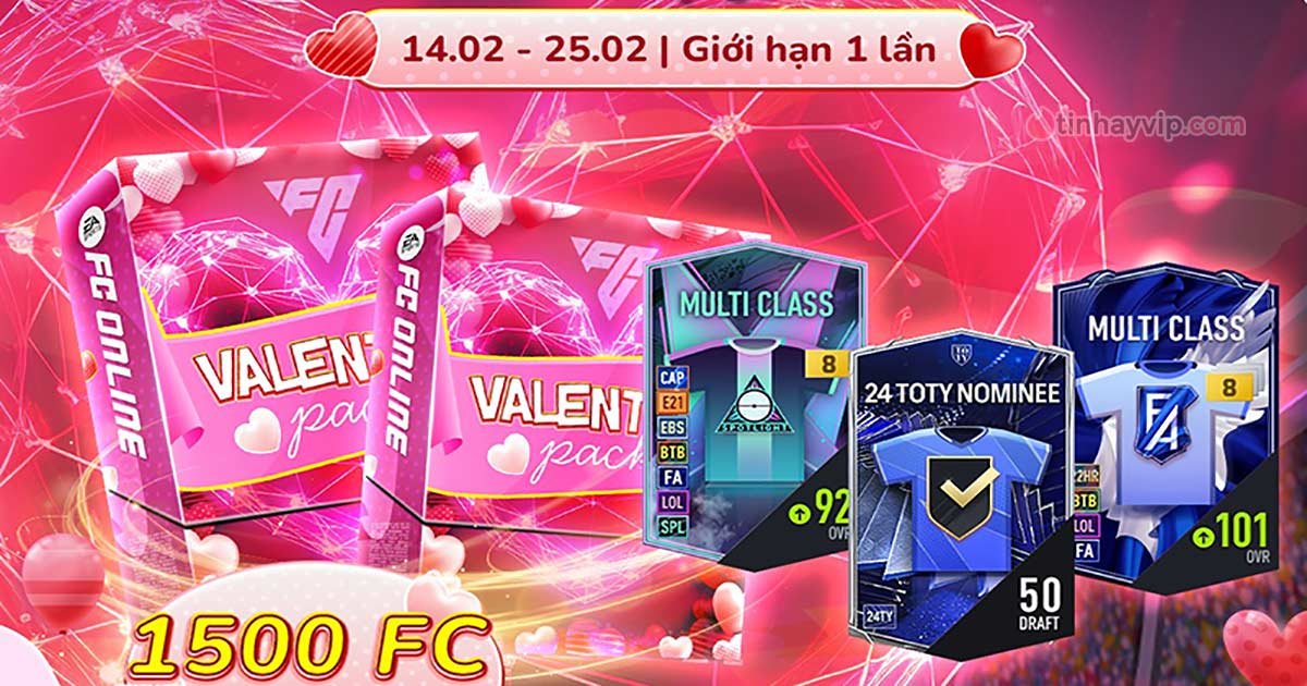 FC Online: Mua 1 được 2 gói Valentine với loạt thẻ mạ vàng