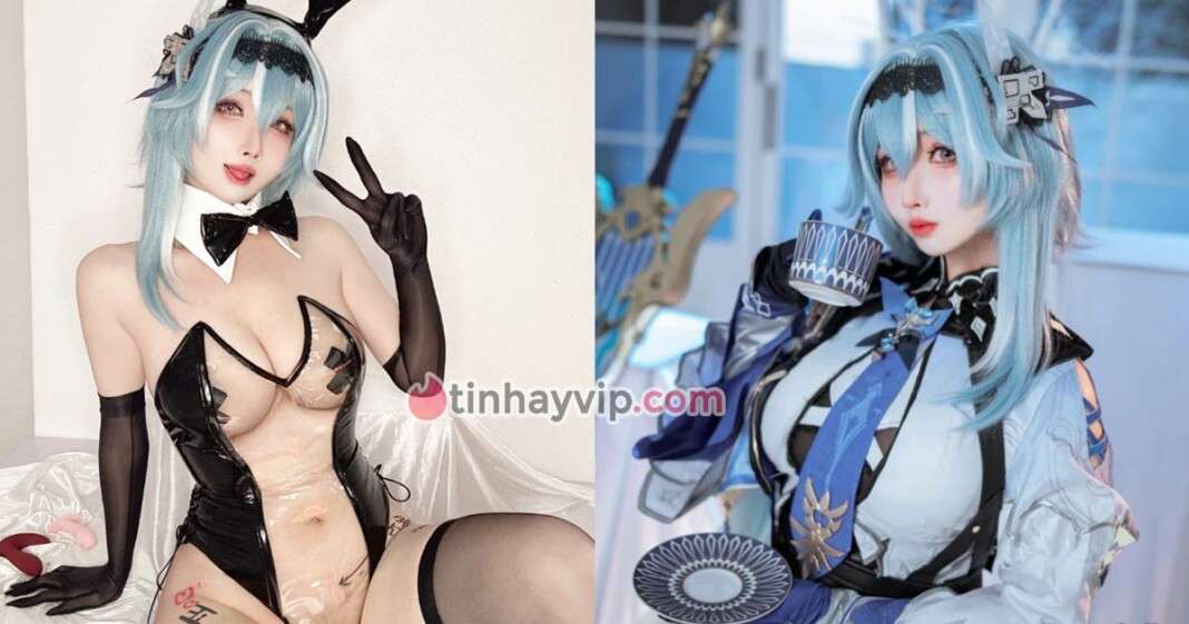 Rioko cosplay Eula Genshin Impact bunny sexy 18+