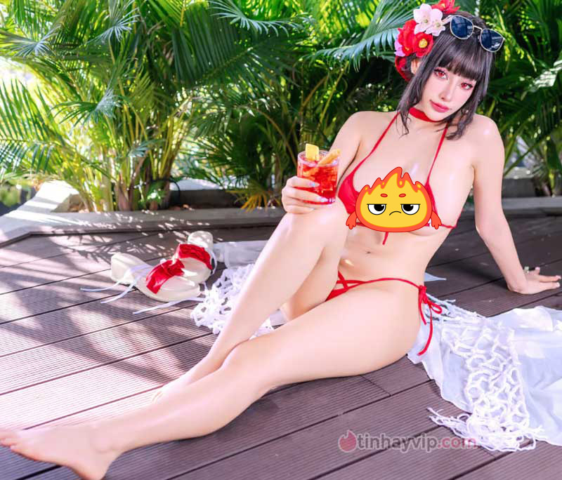 Byoru cosplay Sakura NIKKE 18+ với bikini gợi cảm Byoru cosplay Sakura 18+
