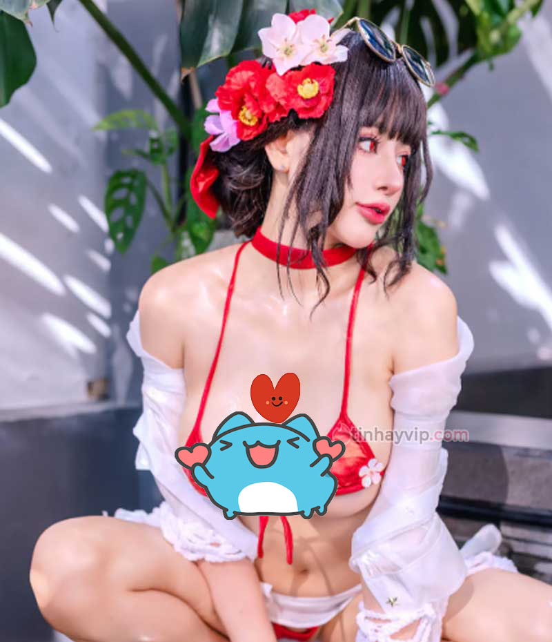 Byoru cosplay Sakura NIKKE 18+ với bikini gợi cảm Byoru cosplay Sakura 18+
