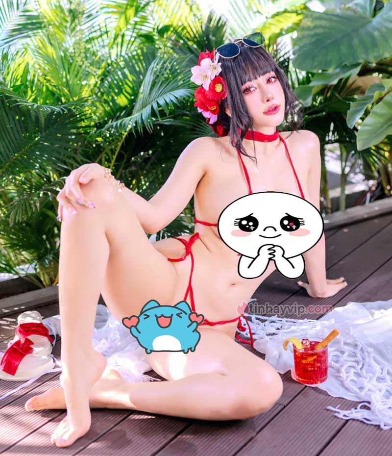Byoru cosplay Sakura NIKKE 18+ với bikini gợi cảm Byoru cosplay Sakura 18+