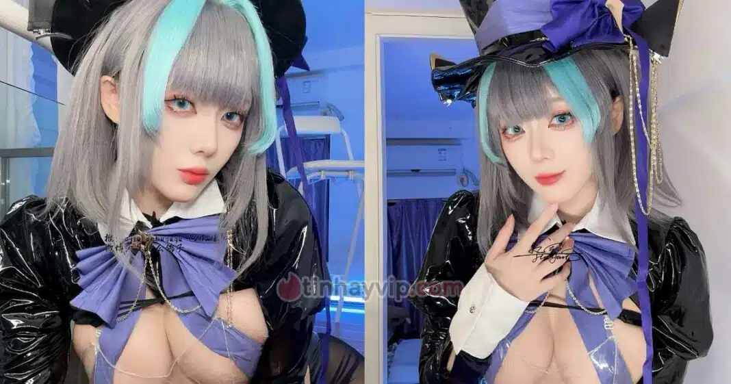 Jiu Yan cosplay Cheshire Azur Lane 18+ diện đồ xuyên thấu