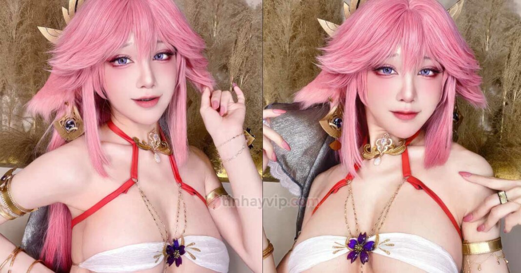 Aqua cosplay Yae Miko hớ hênh lộ cả vùng nhạy cảm