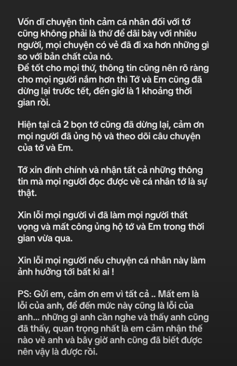 HOT: ViruSs xin lỗi lúc nửa đêm, thừa nhận "cắm sừng" Ngọc Kem?