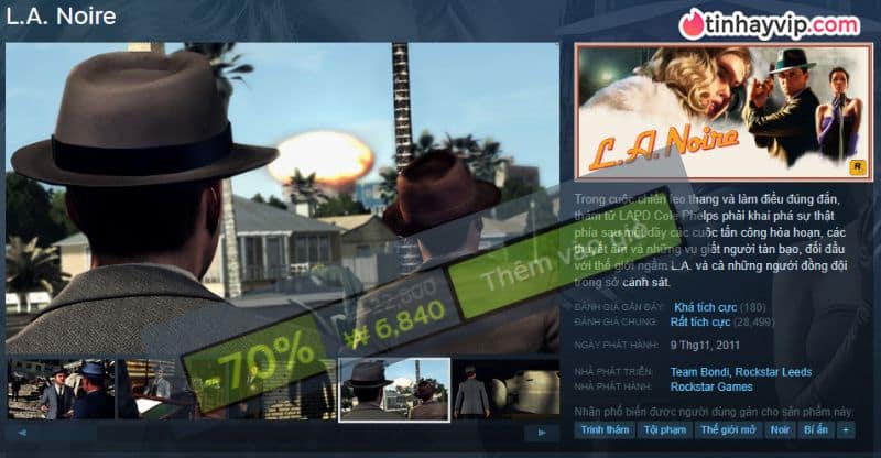 LA Noire: The Complete Edition giảm đến 70% trên Steam.